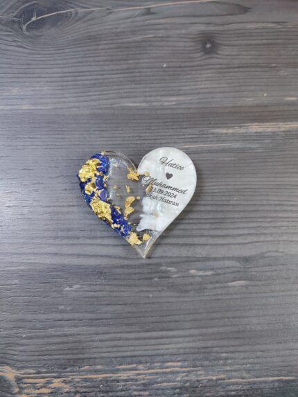 Mavi Kabartmalı Kalp Yarı yarıya Magnet