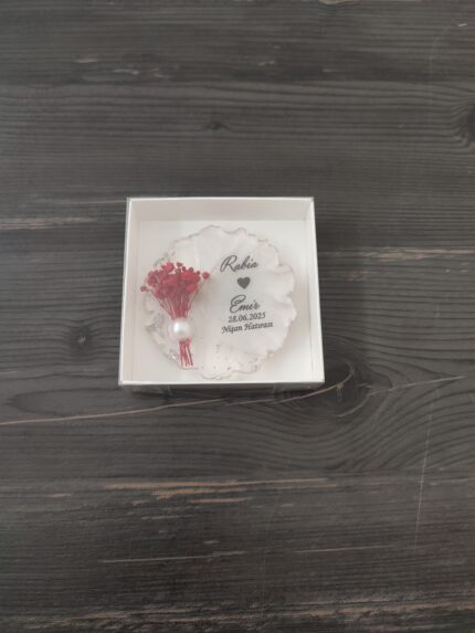 Gümüş ve Kırmızı Sevda Söz Nikah Nişan Magneti