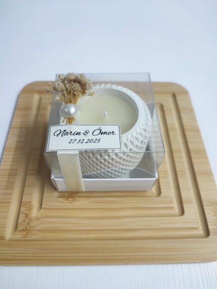 Baklava Desenli Alçı içinde Mum