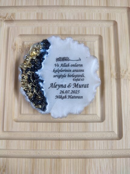 Siyah Kabartmalı Enfal Suresi Nişan Nikah Magneti