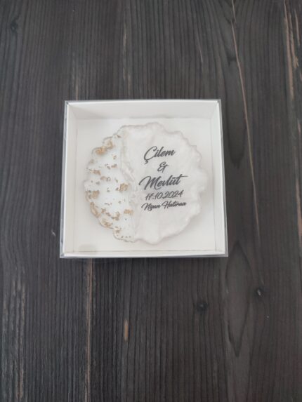 Süslemesiz gold parçacıklı sadece isimler Nişan Nikah Magneti
