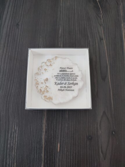 Süslemesiz gold parçacıklı Nazar Dualı Nişan Nikah Magneti