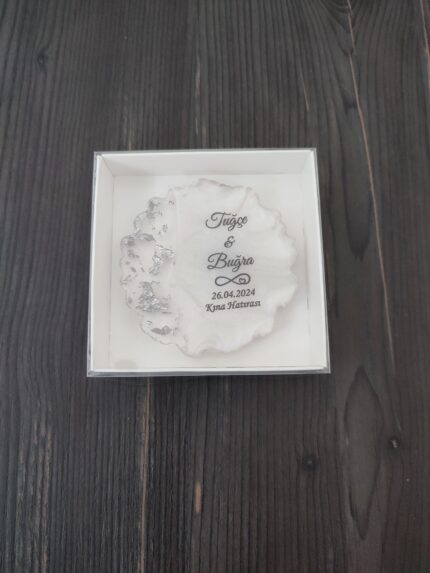 Süslemesiz gümüş parçacıklı Sonsuzluk işaretli Nişan Nikah Magneti